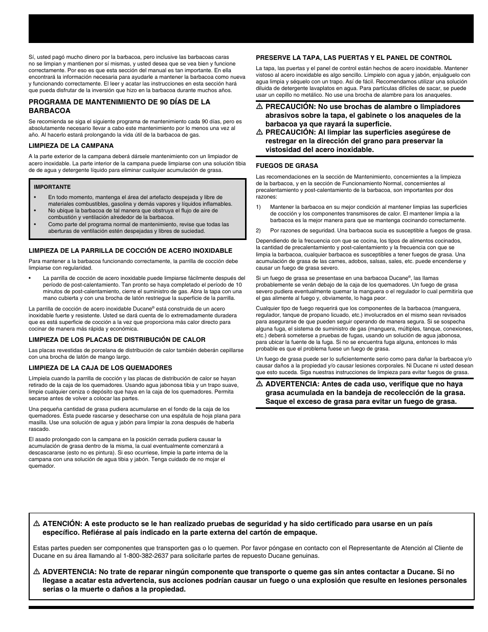 Mantenimiento | Ducane Natural 3400 User Manual | Page 43 / 64