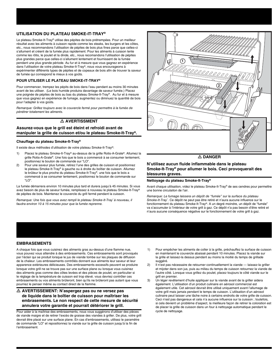 Utilisation normale, Astuces, Utilisation du plateau smoke-it-tray | Embrasements | Ducane Natural 3400 User Manual | Page 57 / 64