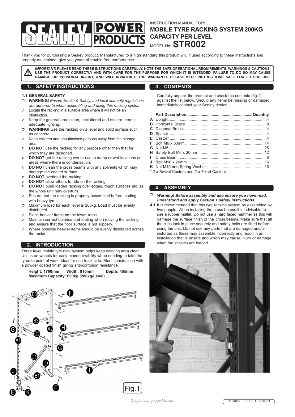 Sealey STR002 User Manual | 2 pages