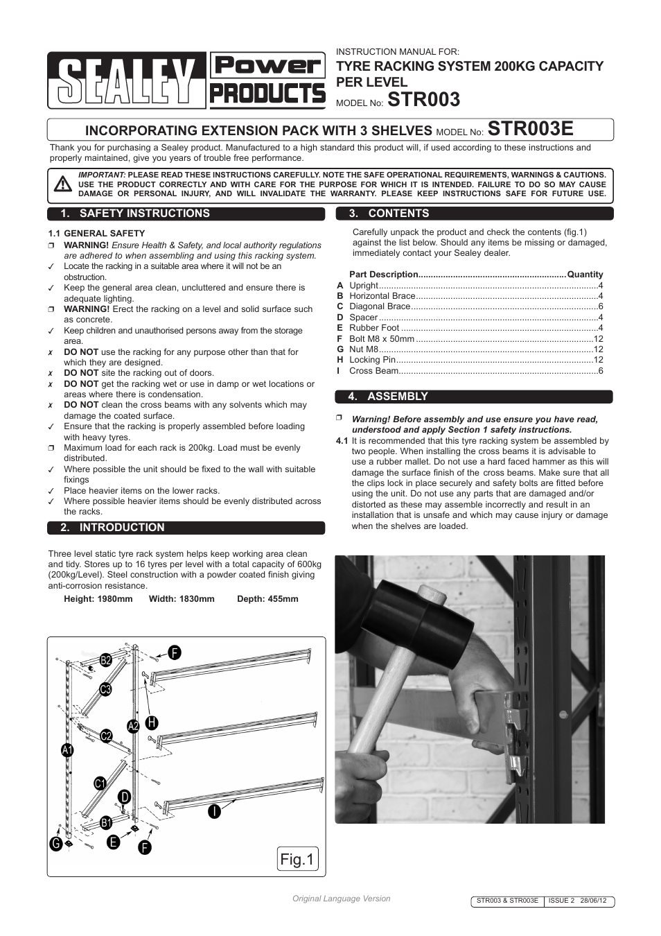 Sealey STR003 User Manual | 3 pages