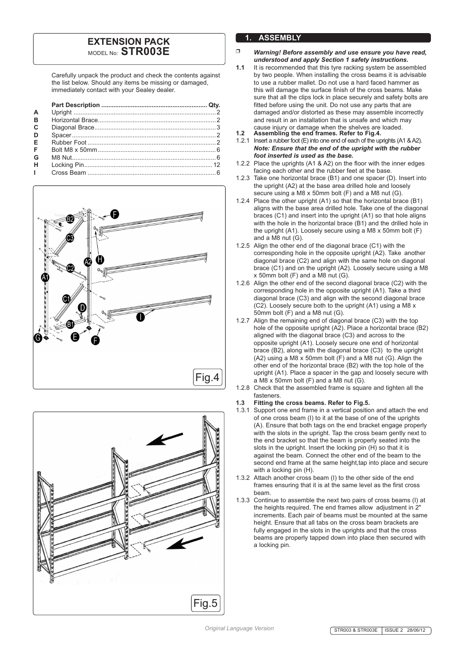 Fig.5 fig.4, Str003e, Extension pack | Assembly | Sealey STR003 User Manual | Page 3 / 3