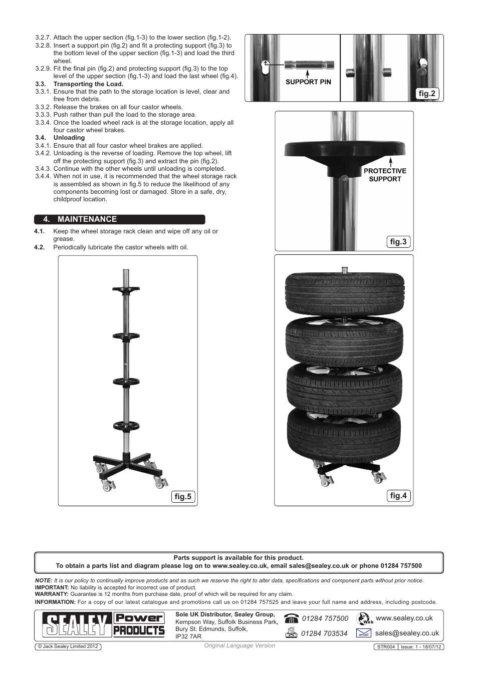 Maintenance, Fig.3, Fig.2 | Fig.4 fig.5 | Sealey STR004 User Manual | Page 2 / 2