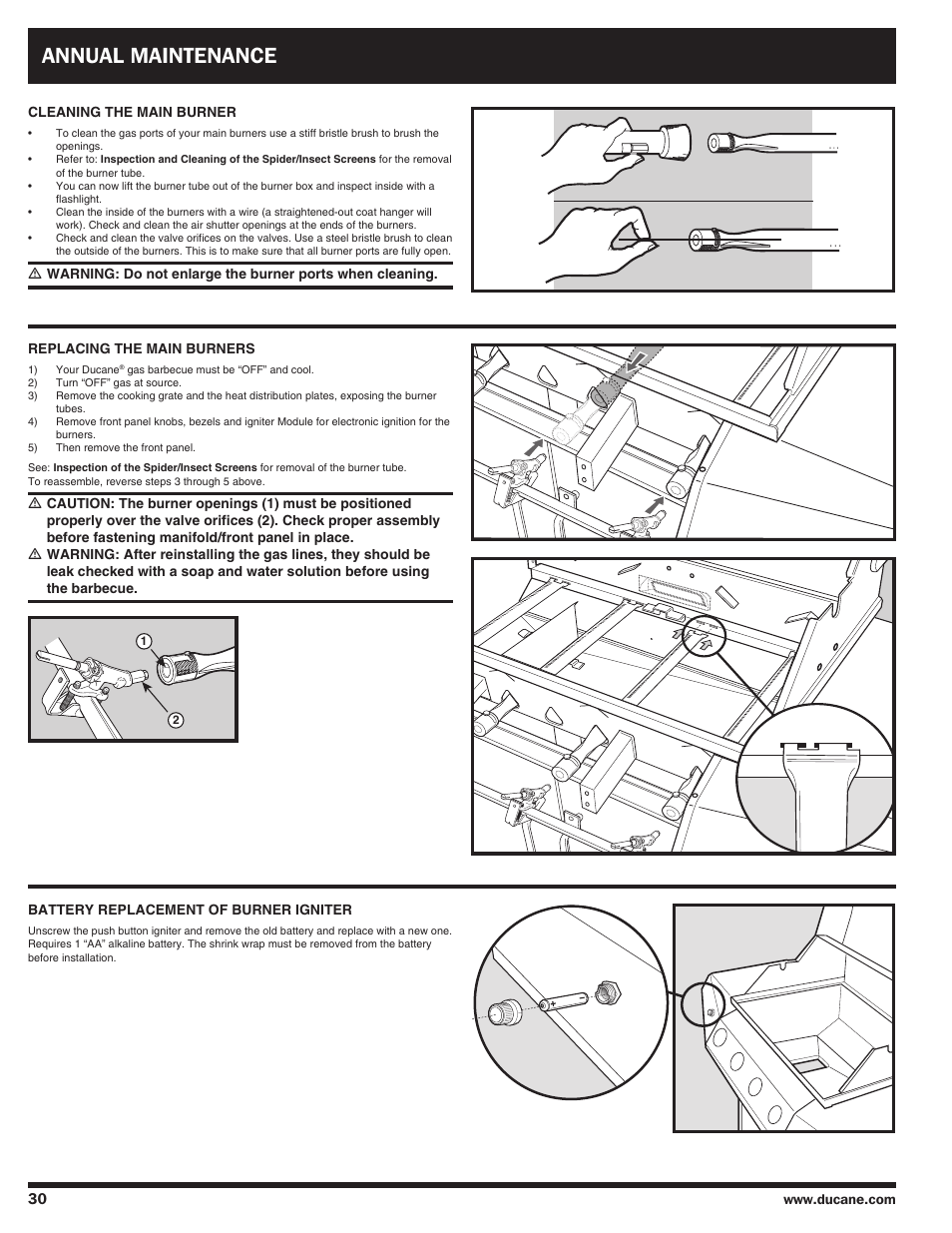 Annual maintenance | Ducane Duacne Affinity LP Gass Grill 3100 User Manual | Page 30 / 60