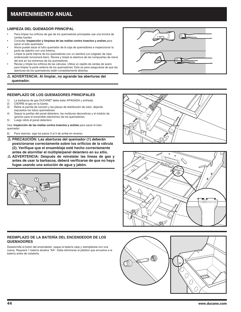 Mantenimiento anual | Ducane Duacne Affinity LP Gass Grill 3100 User Manual | Page 44 / 60