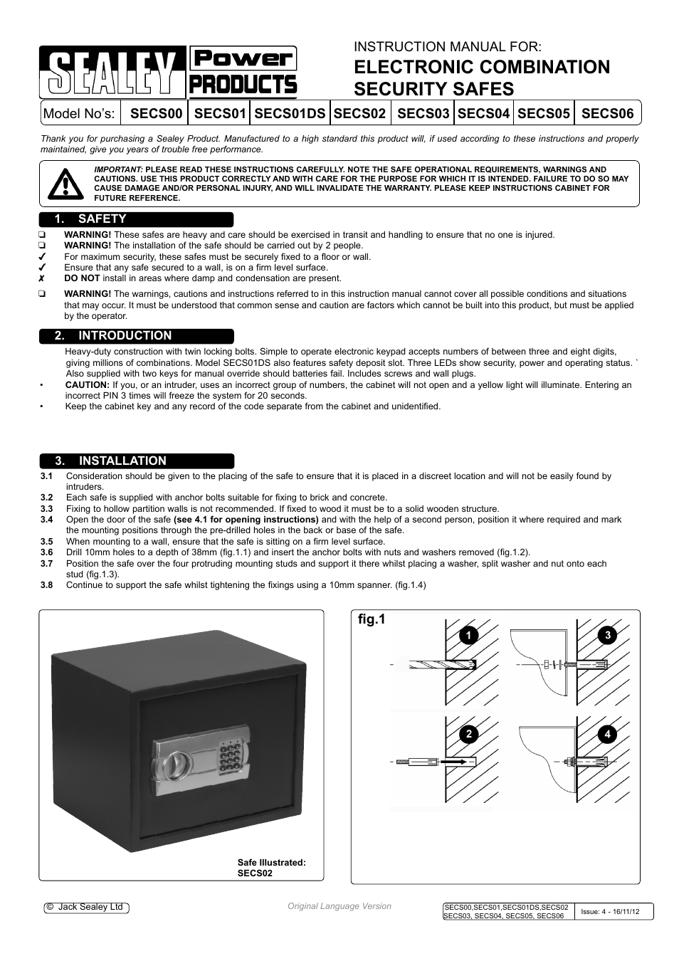 Sealey SECS00 User Manual | 2 pages