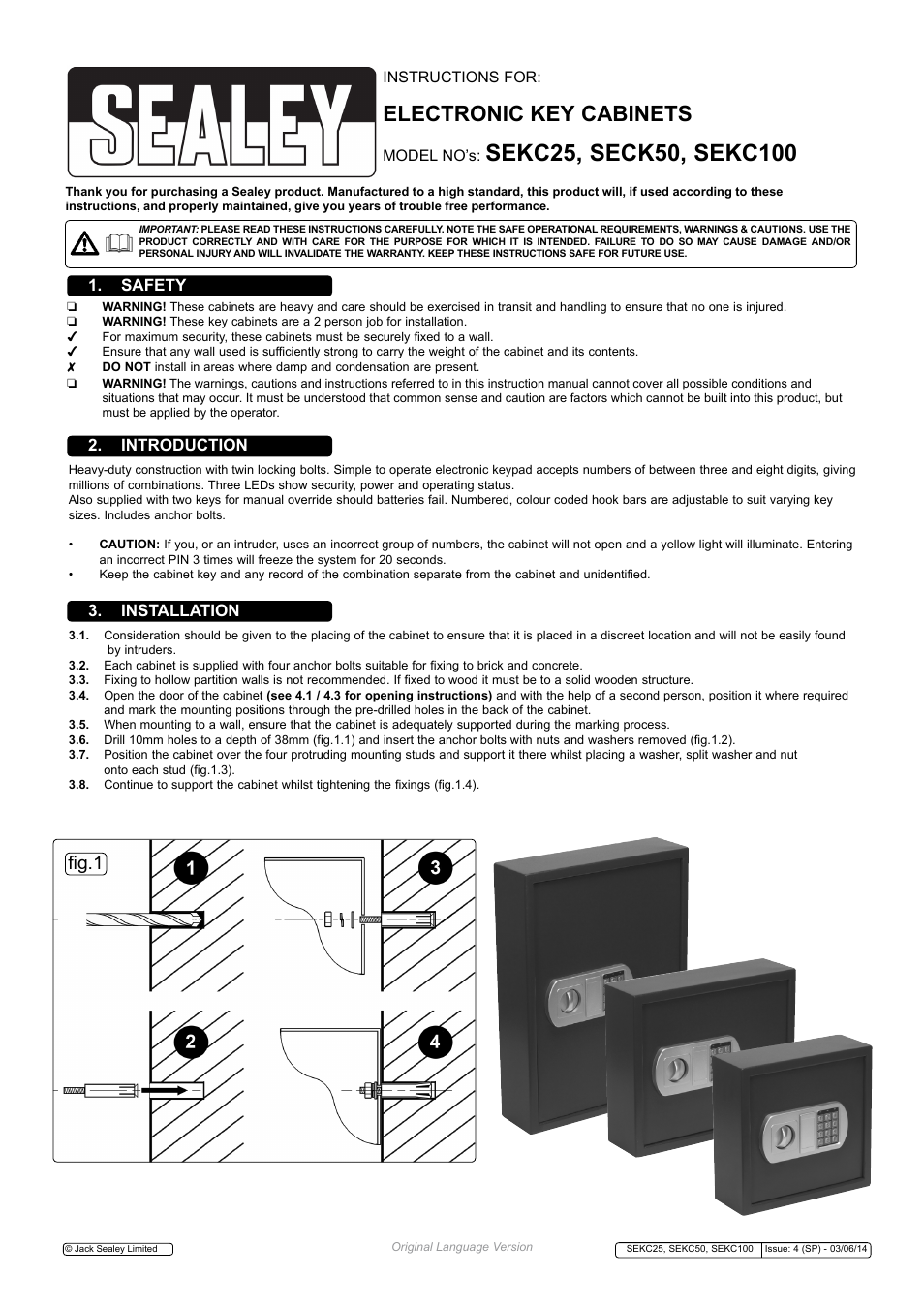 Sealey SEKC100 User Manual | 2 pages