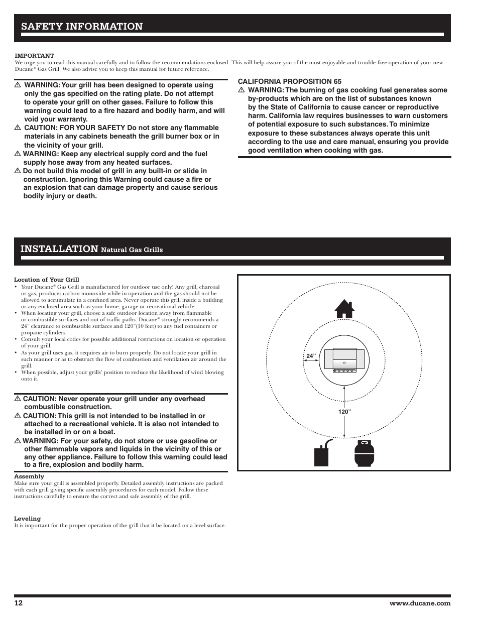 Safety information installation installation | Ducane 3400 User Manual | Page 12 / 64