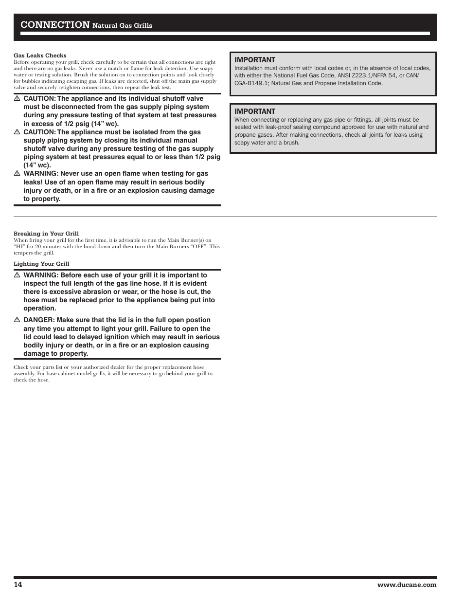 Connection | Ducane 3400 User Manual | Page 14 / 64