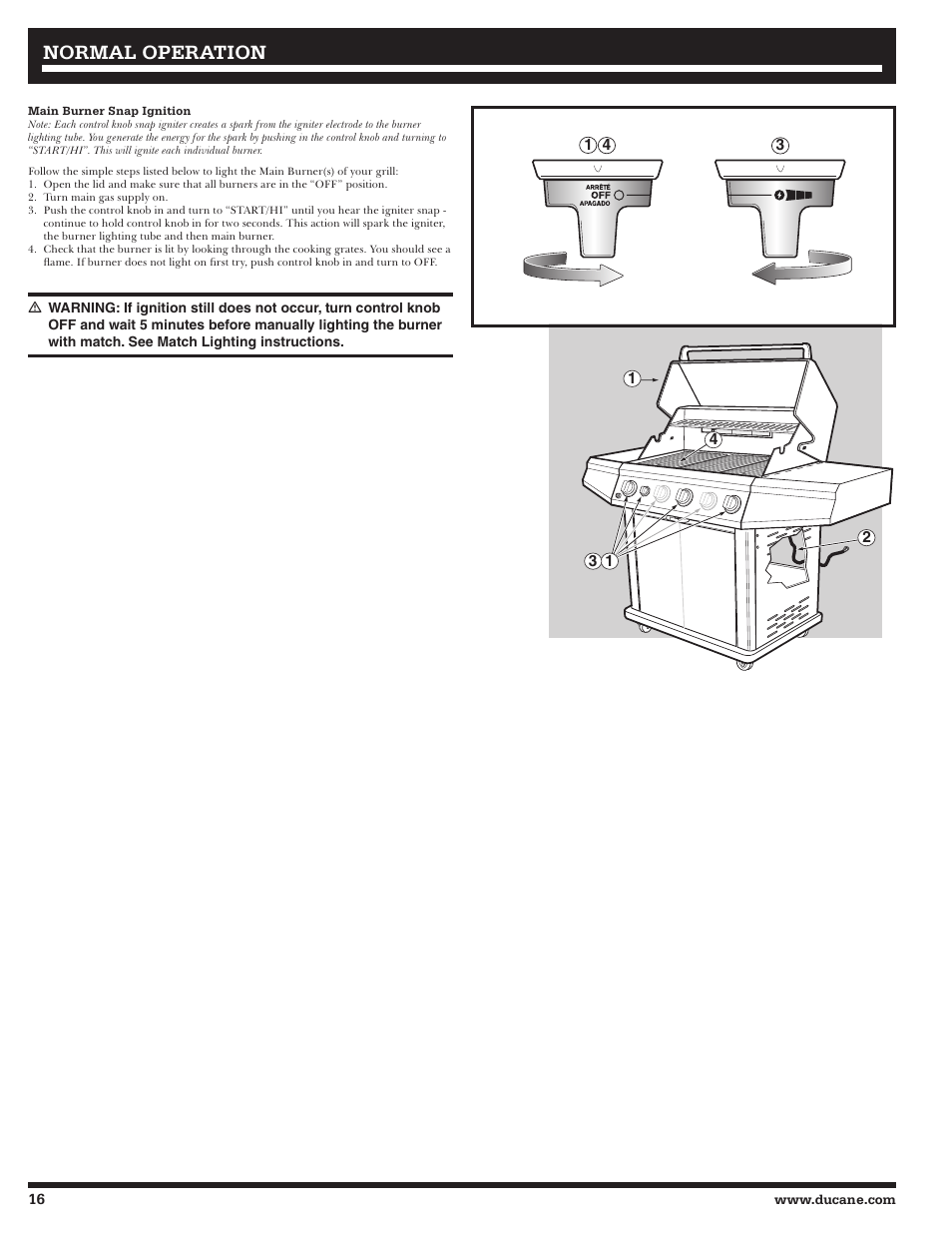 Normal operation | Ducane 3400 User Manual | Page 16 / 64