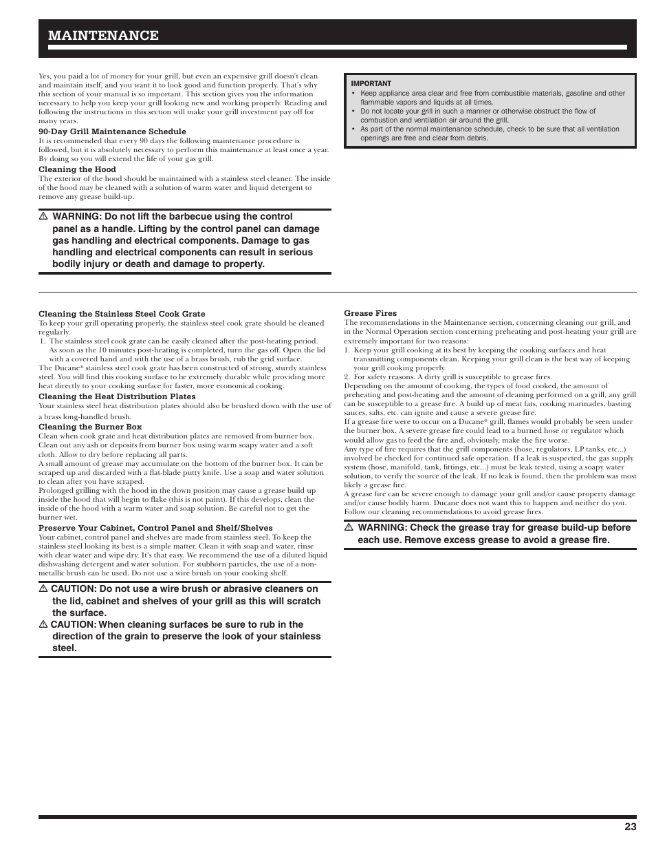 Maintenance | Ducane 3400 User Manual | Page 23 / 64