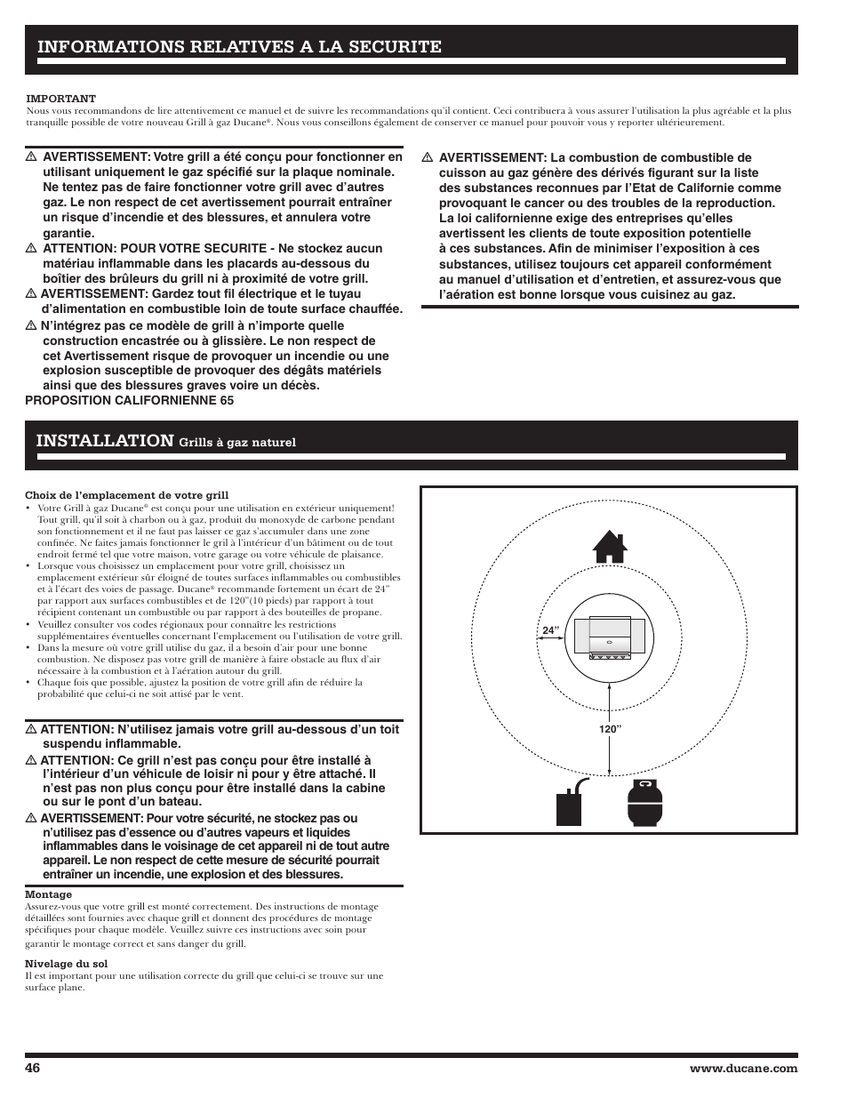 Informations relatives a la securite | Ducane 3400 User Manual | Page 46 / 64