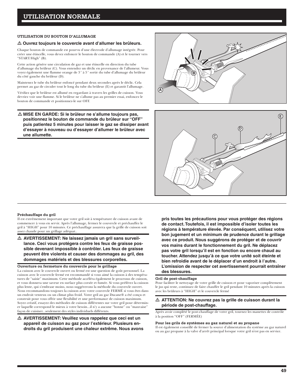 Utilisation normale | Ducane 3400 User Manual | Page 49 / 64