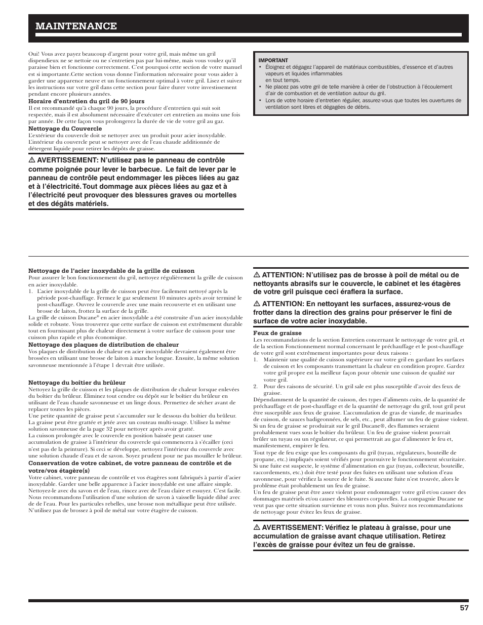 Maintenance | Ducane 3400 User Manual | Page 57 / 64