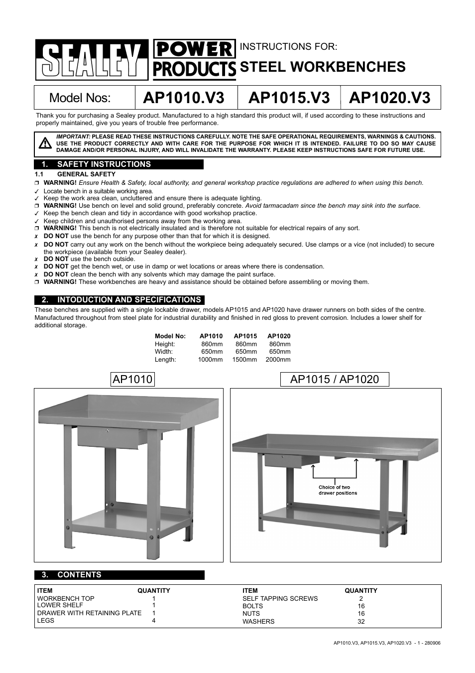 Sealey AP1010 User Manual | 2 pages