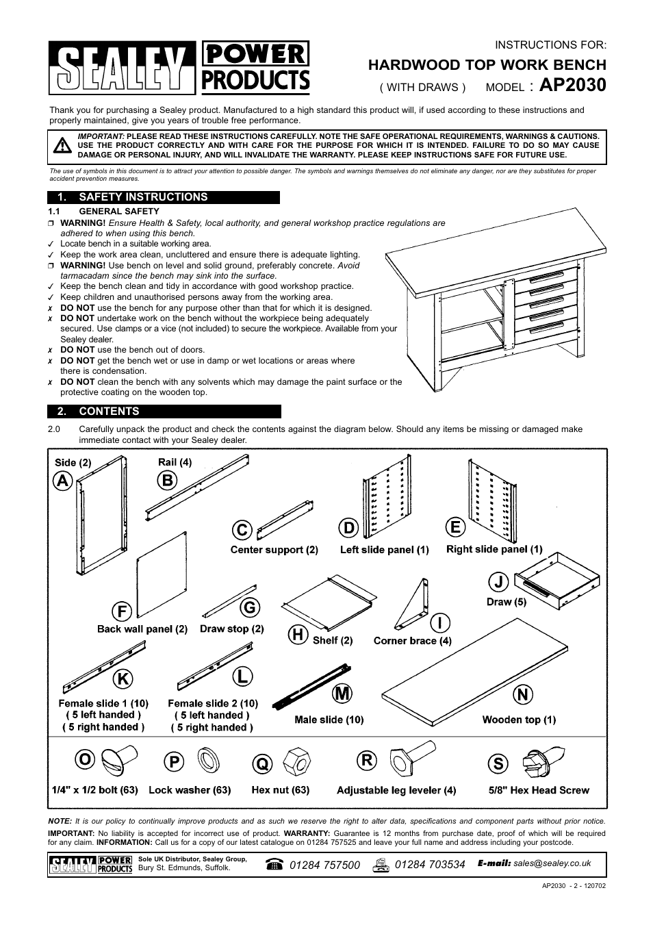 Sealey AP2030 User Manual | 3 pages