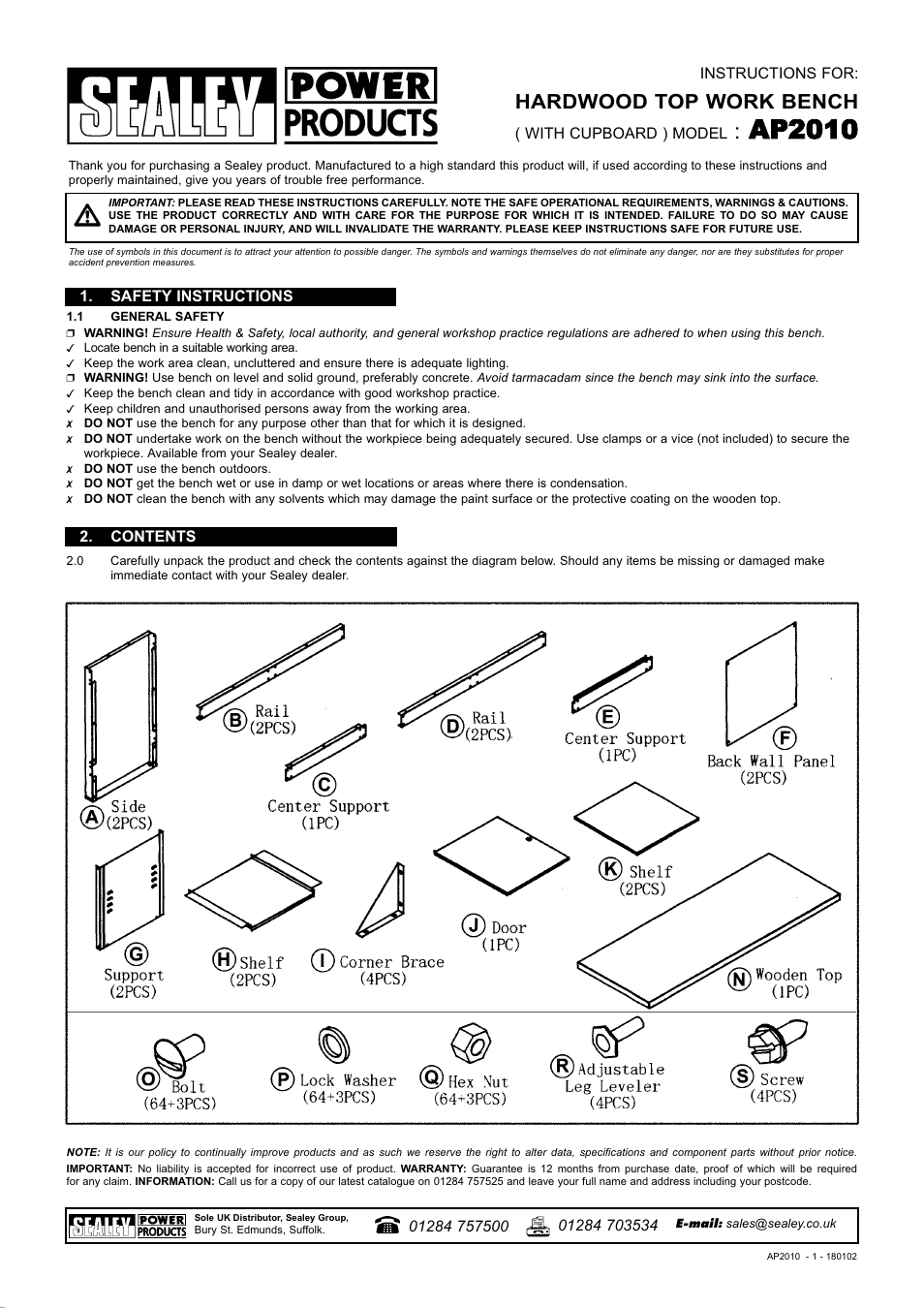 Sealey AP2010 User Manual | 3 pages