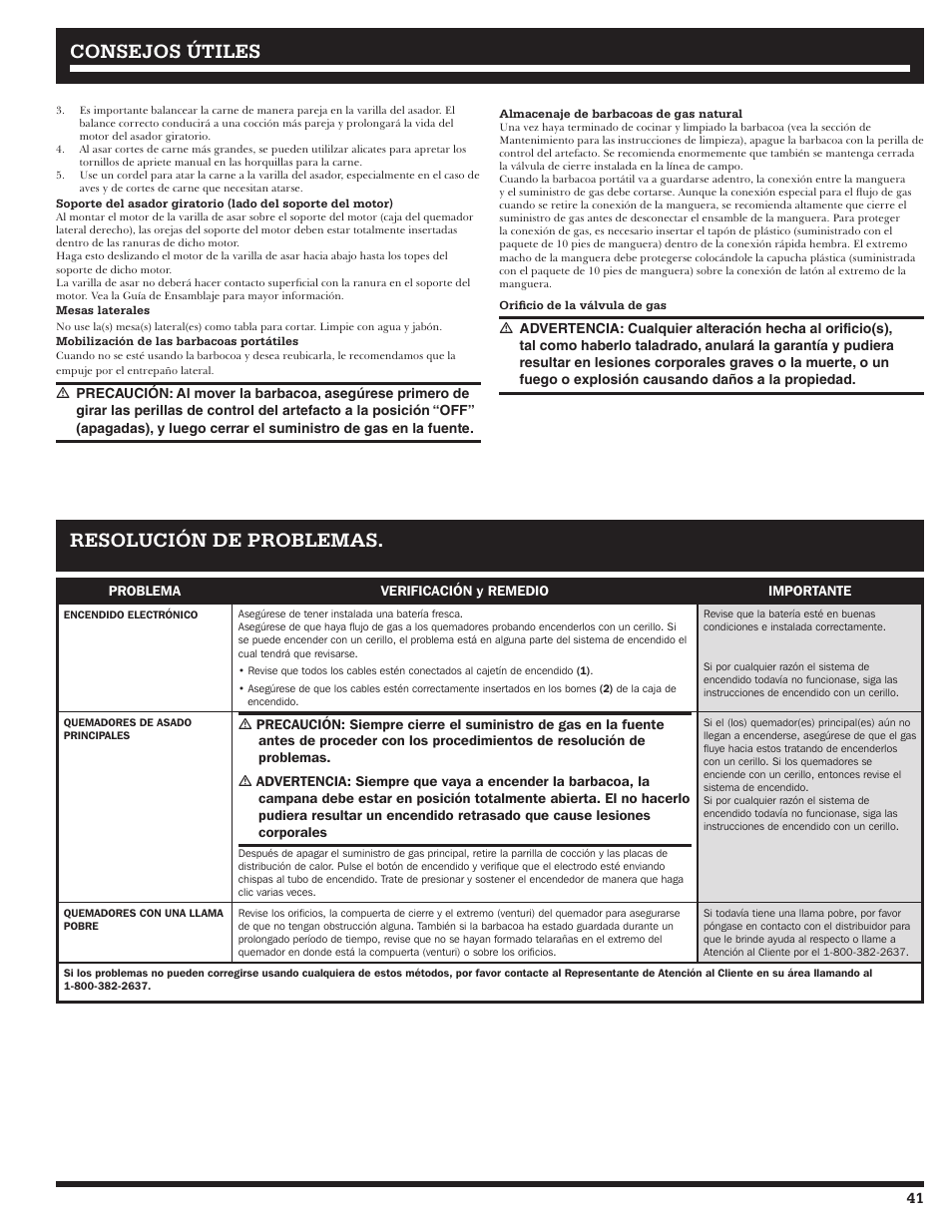 Consejos útiles, Resolución de problemas | Ducane AFFINITY 4400 User Manual | Page 41 / 64