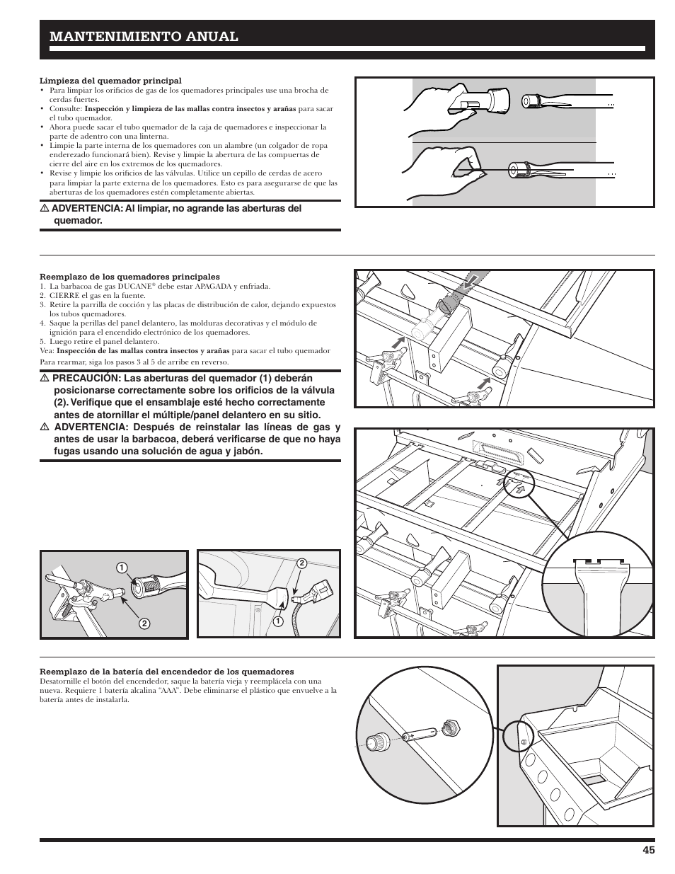 Mantenimiento anual | Ducane AFFINITY 4400 User Manual | Page 45 / 64