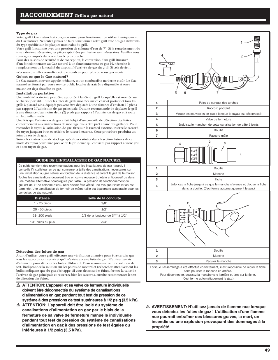 Raccordement | Ducane AFFINITY 4400 User Manual | Page 49 / 64