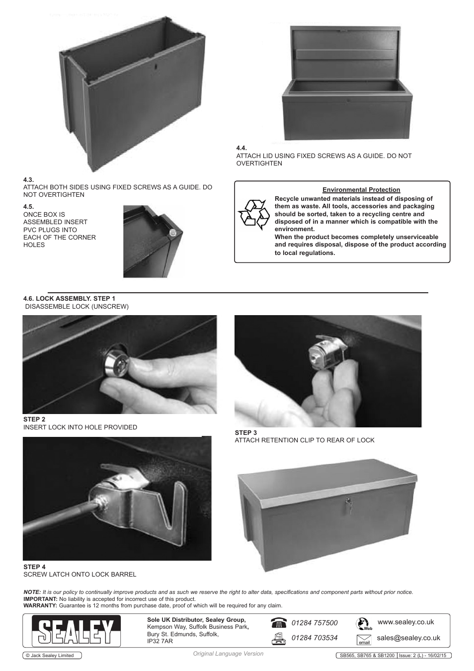 Sealey SB1200 User Manual | Page 2 / 2