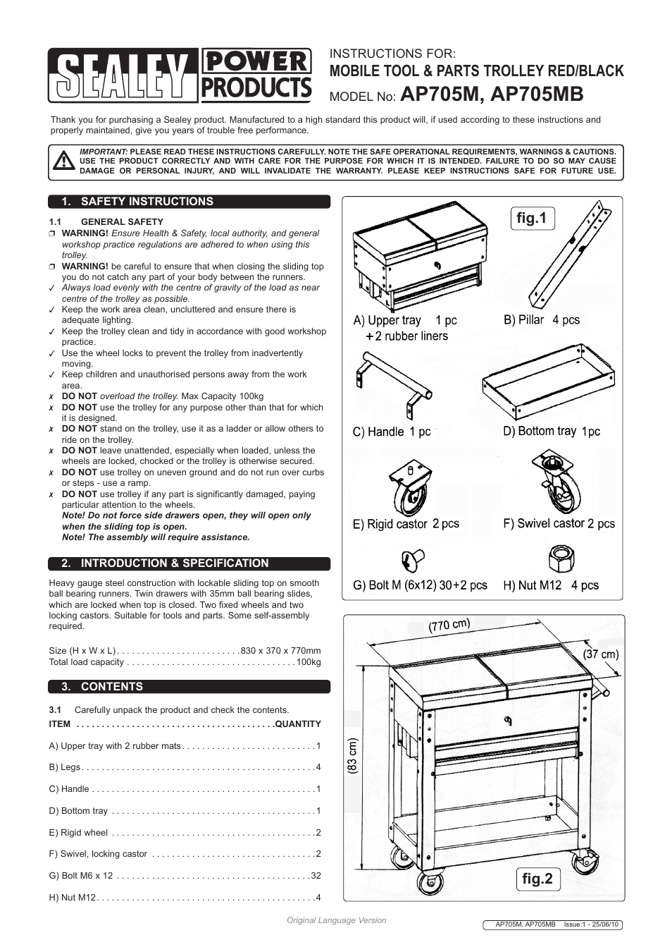 Sealey AP705M User Manual | 2 pages