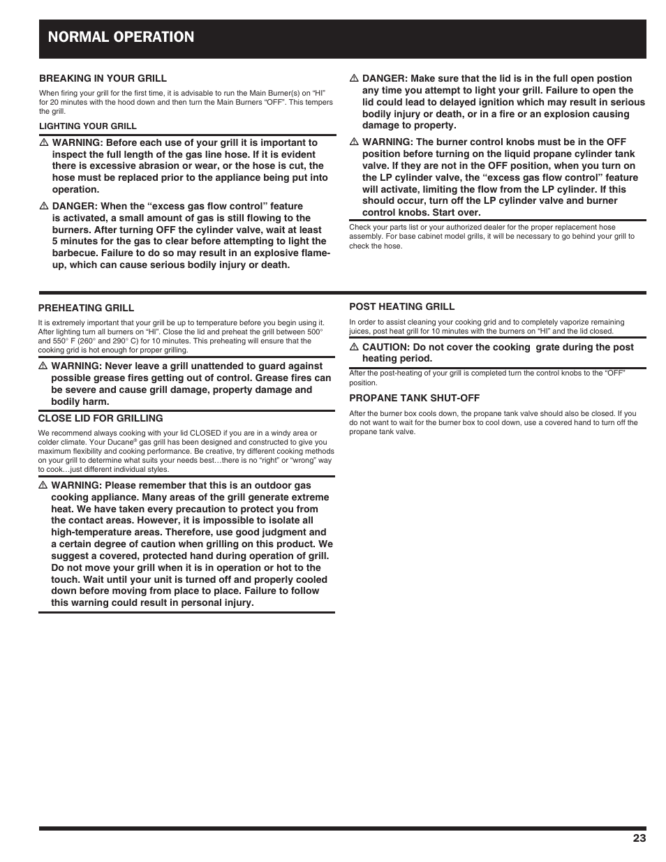 Normal operation | Ducane AFFINITY 4100 User Manual | Page 23 / 60