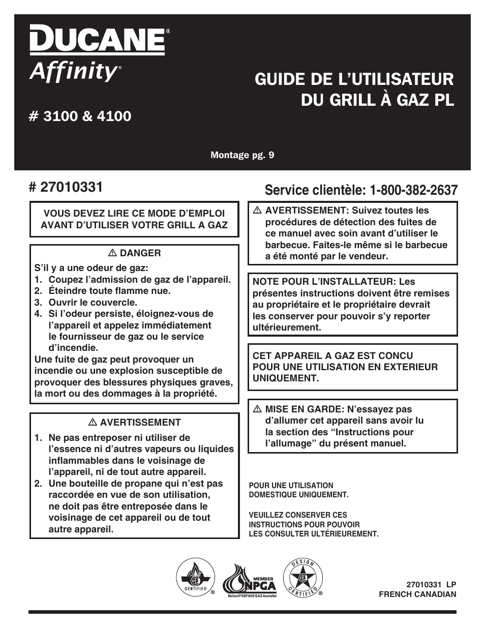 Guide de l’utilisateur du grill à gaz pl | Ducane AFFINITY 4100 User Manual | Page 45 / 60