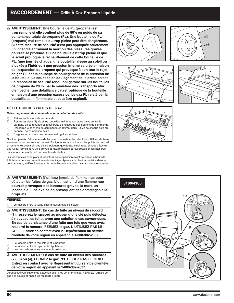 Raccordement, Grills à gaz propane liquide | Ducane AFFINITY 4100 User Manual | Page 50 / 60