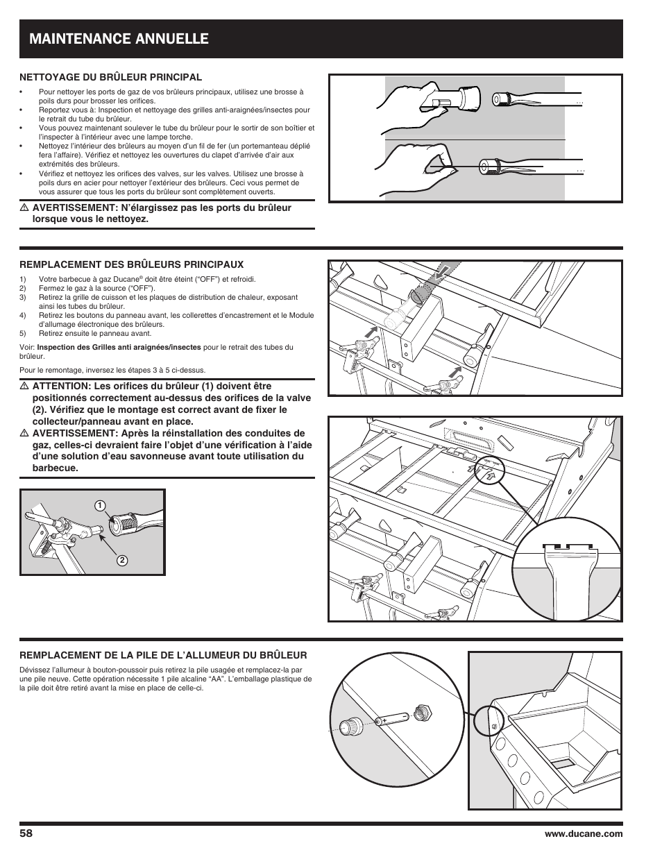 Maintenance annuelle | Ducane AFFINITY 4100 User Manual | Page 58 / 60