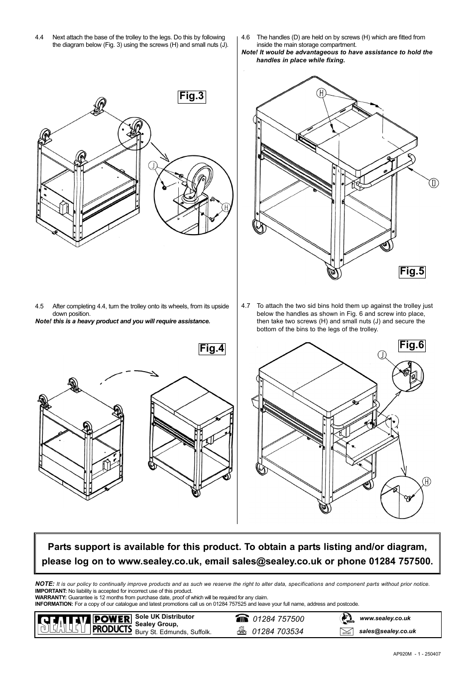 Fig.3 fig.4 fig.5, Fig.6 | Sealey AP920M User Manual | Page 2 / 2