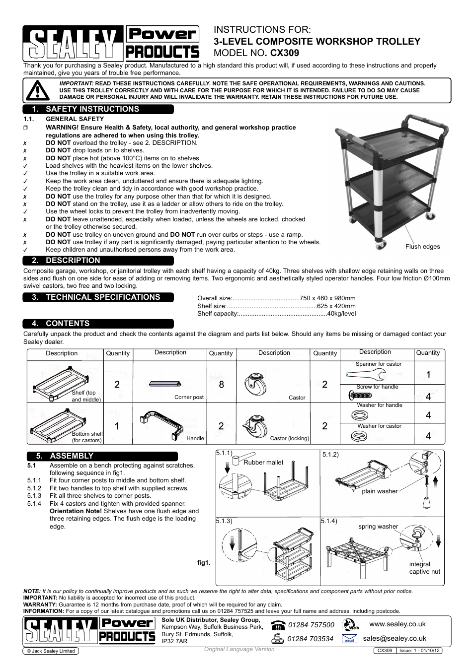 Sealey CX309 User Manual | 1 page