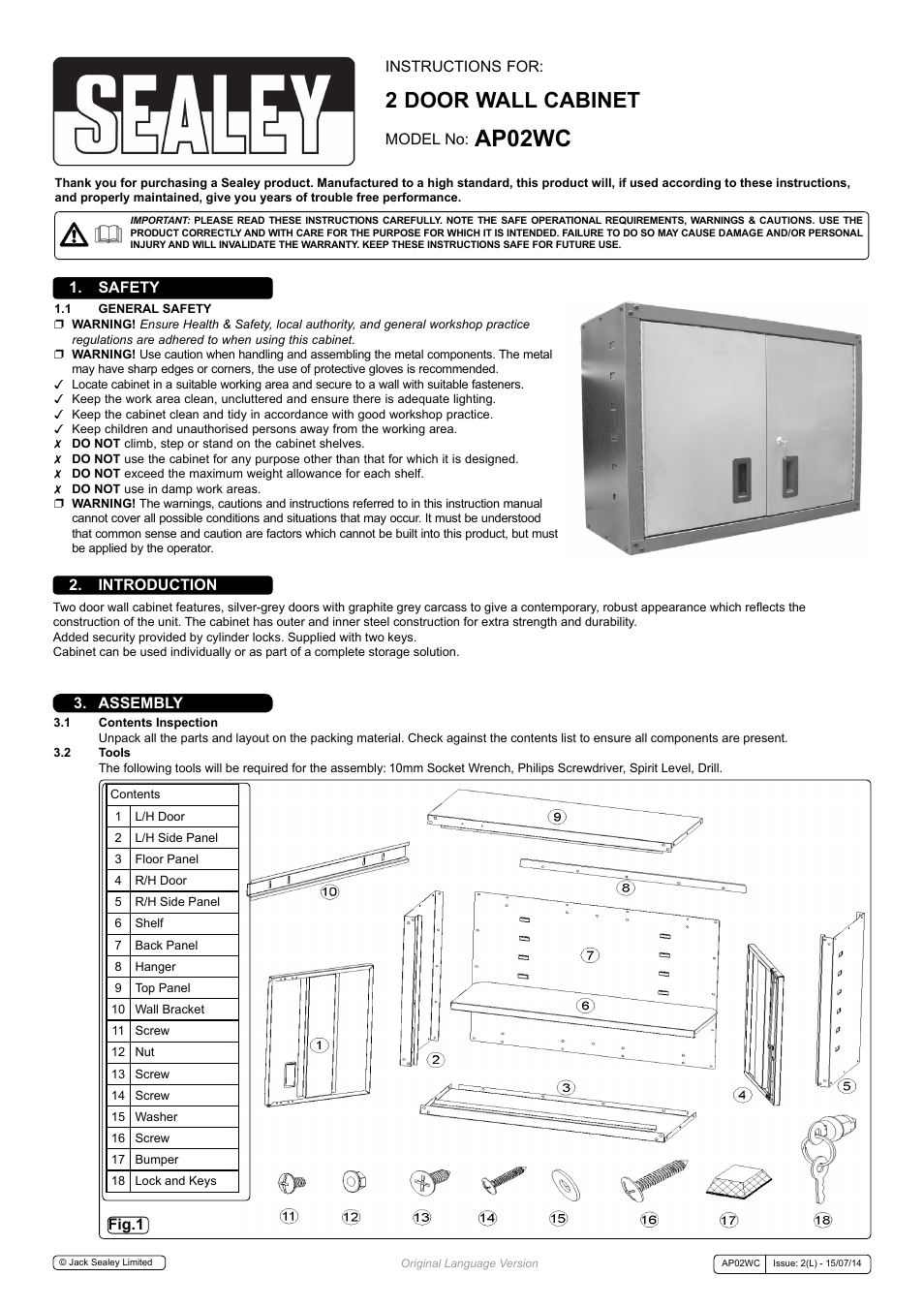 Sealey AP02WC User Manual | 5 pages