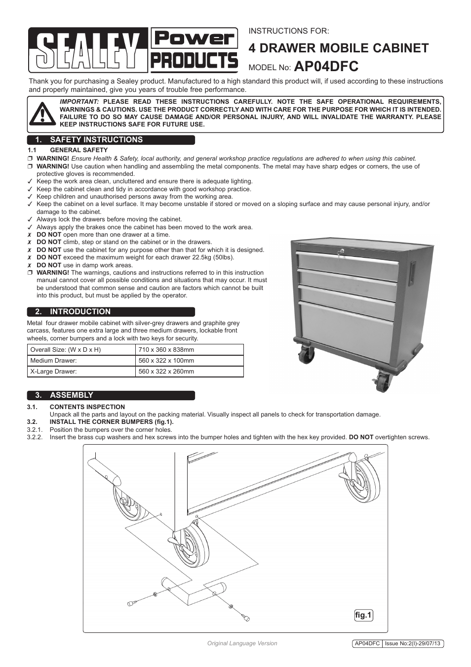 Sealey AP04DFC User Manual | 2 pages