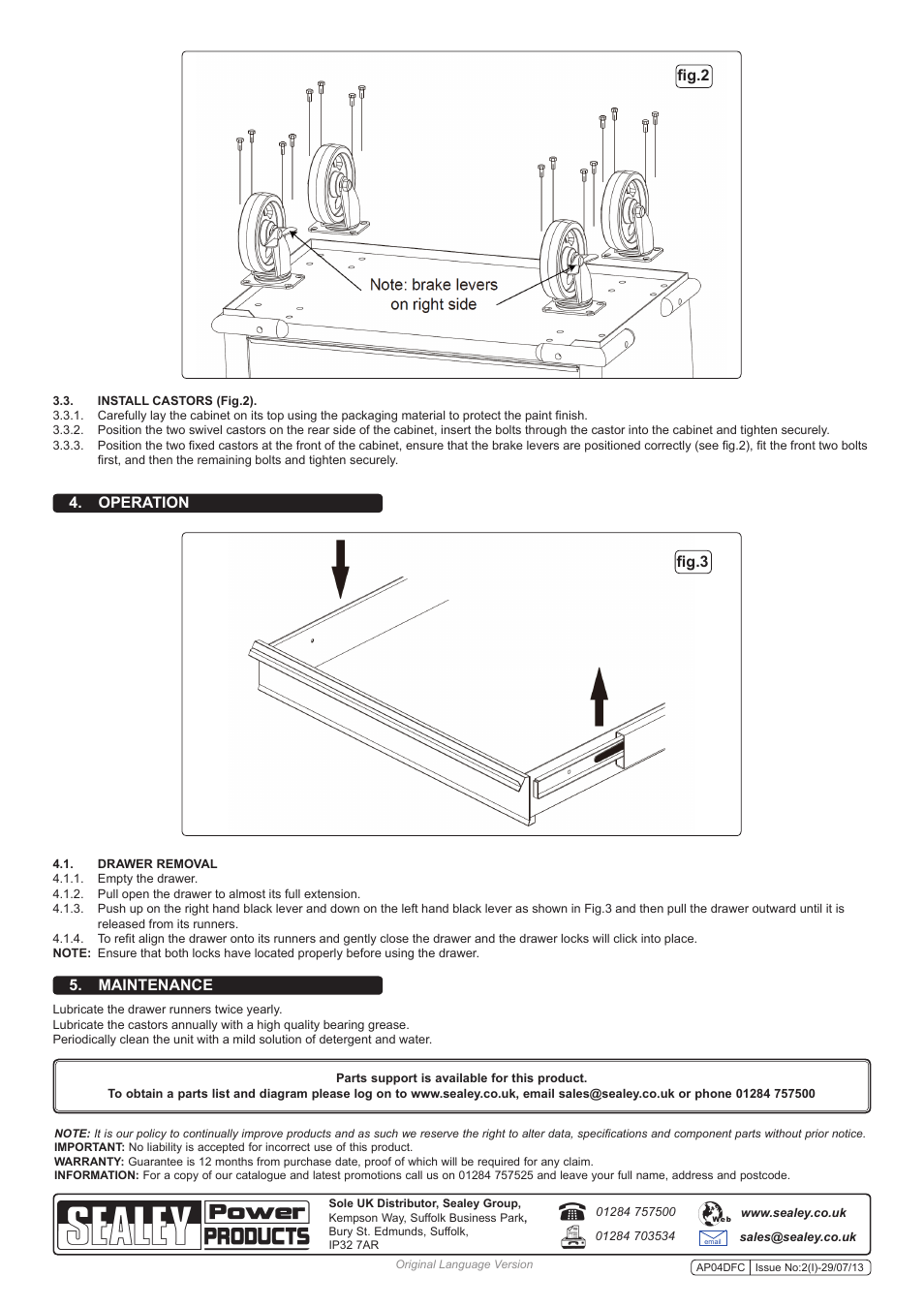 Fig.2 fig.3 4. operation 5. maintenance | Sealey AP04DFC User Manual | Page 2 / 2