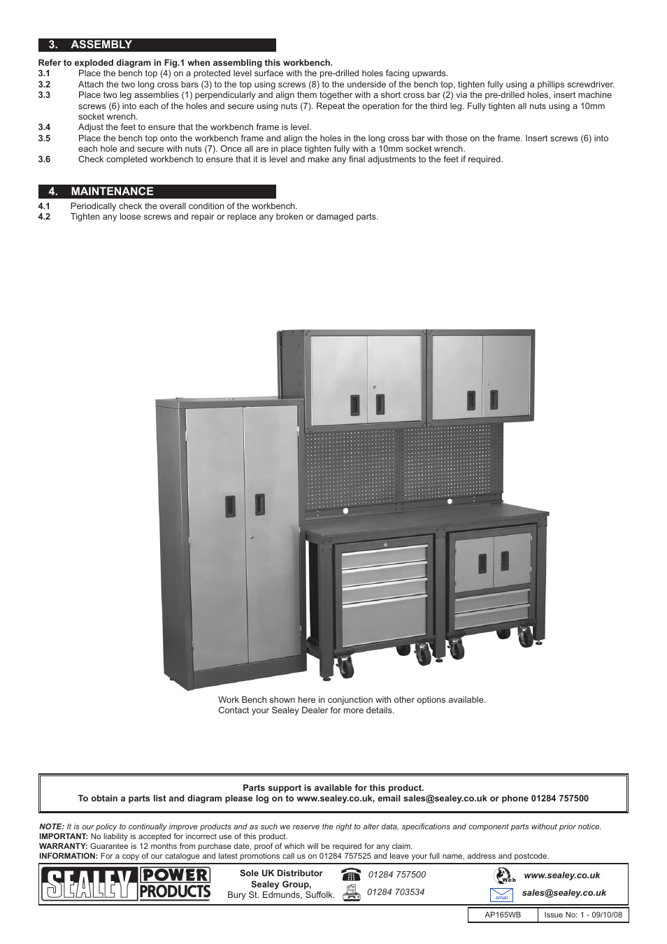 Maintenance, Assembly | Sealey AP165WB User Manual | Page 2 / 2