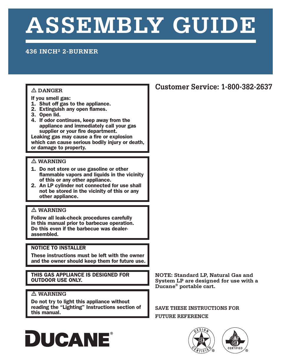 Ducane 436 INCH 2-BURNER 20211710 User Manual | 12 pages