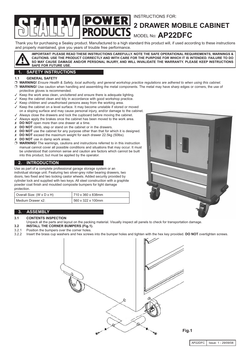 Sealey AP22DFC User Manual | 2 pages