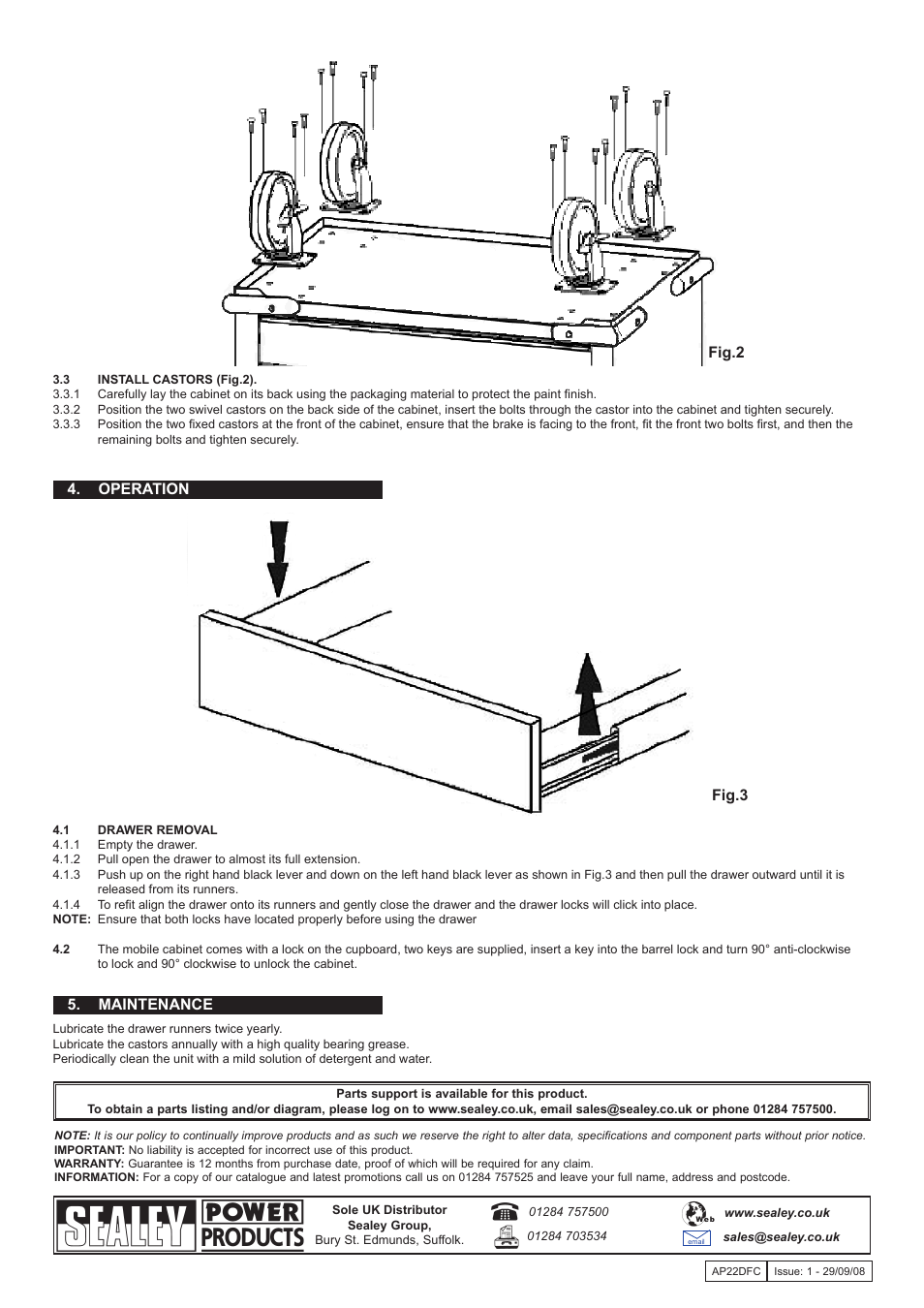 Fig.2 4. operation 5. maintenance fig.3 | Sealey AP22DFC User Manual | Page 2 / 2