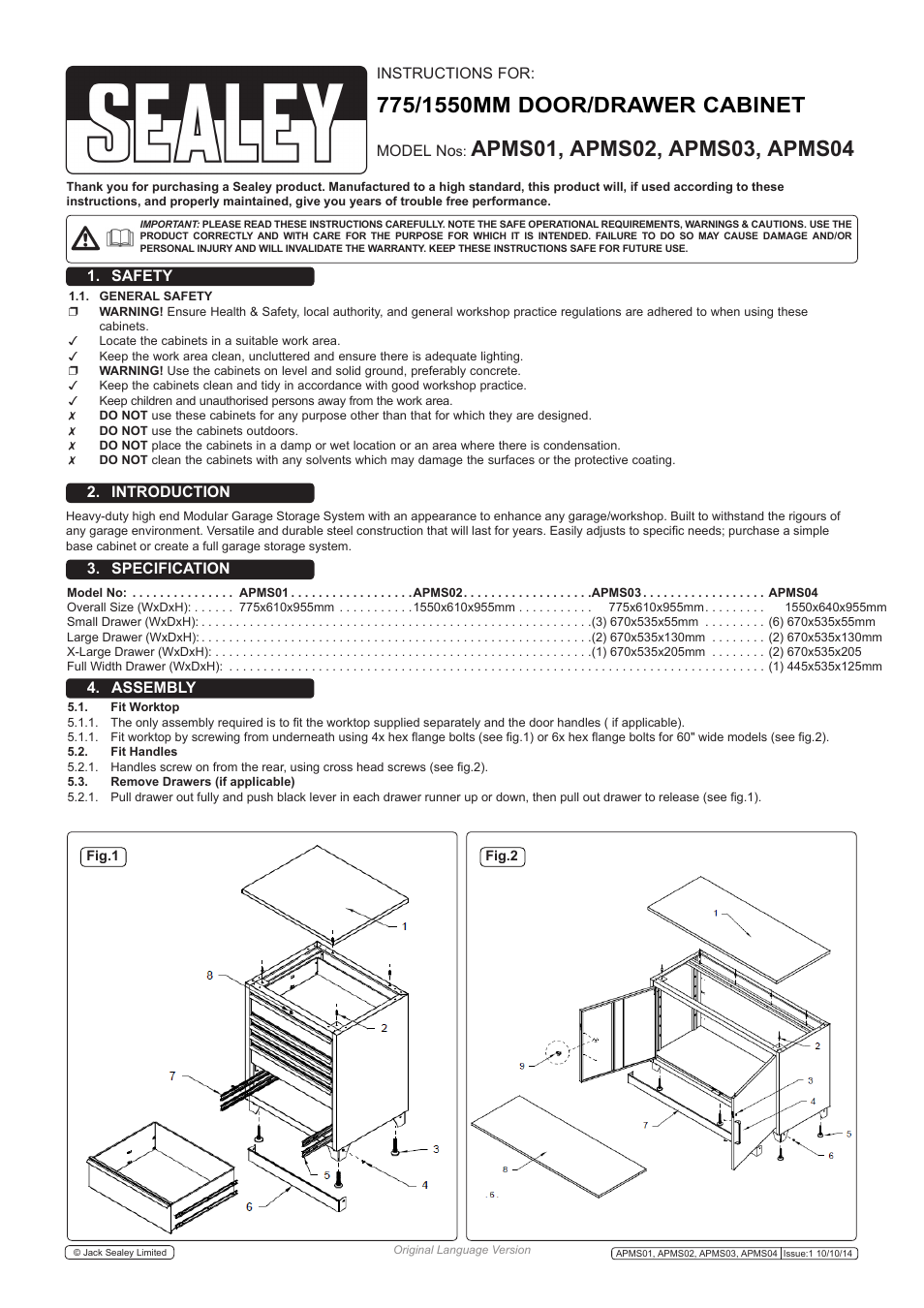 Sealey APMS01 User Manual | 2 pages