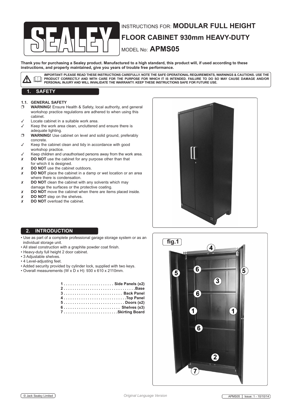 Sealey APMS05 User Manual | 2 pages