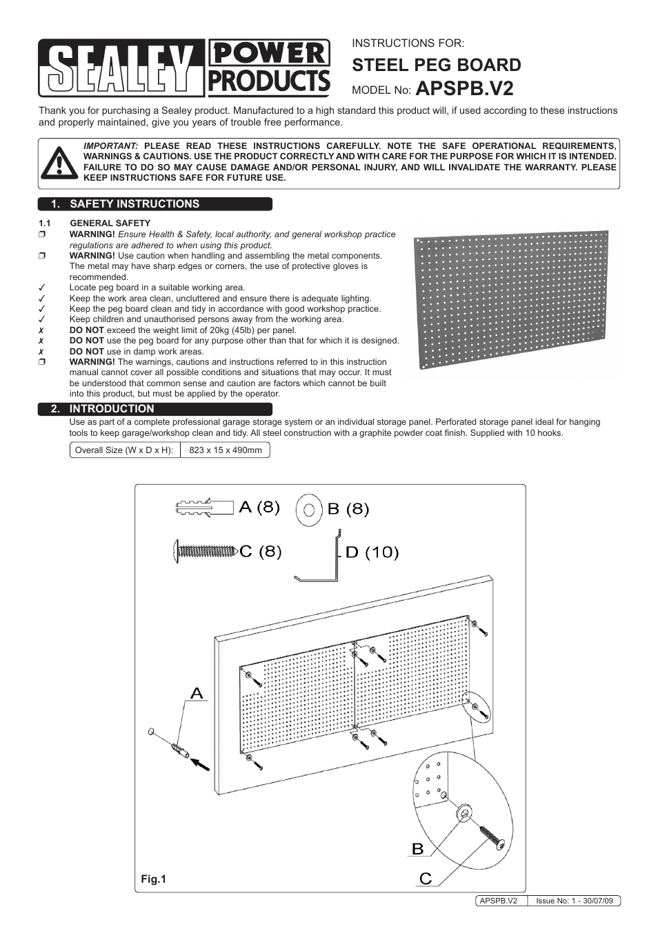 Sealey APSPB User Manual | 2 pages