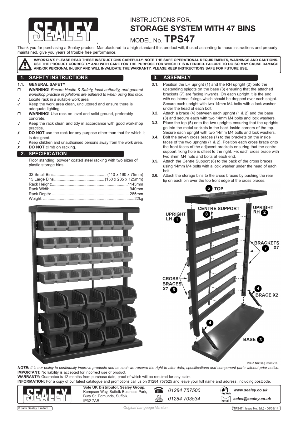 Sealey TPS47 User Manual | 1 page