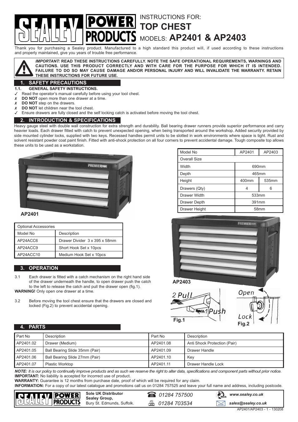 Sealey AP2401 User Manual | 1 page