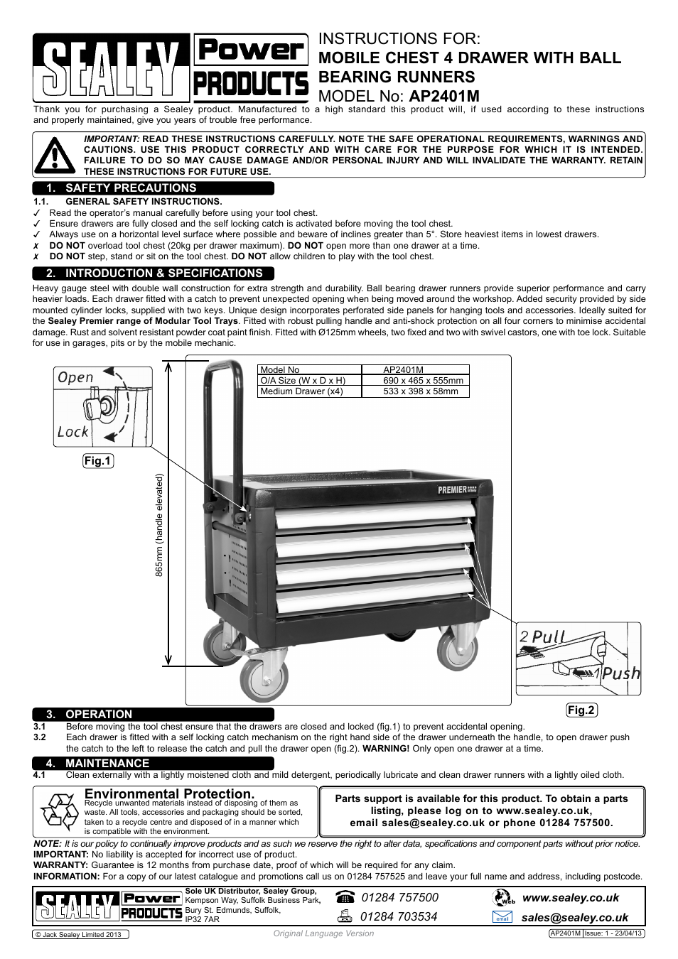 Sealey AP2401M User Manual | 1 page