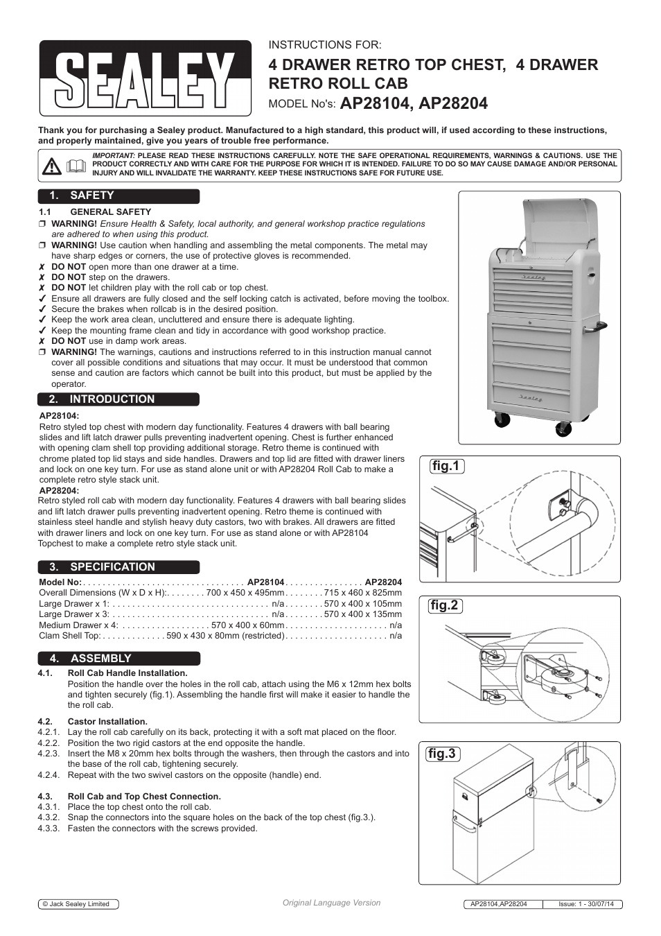 Sealey AP28104 User Manual | 2 pages