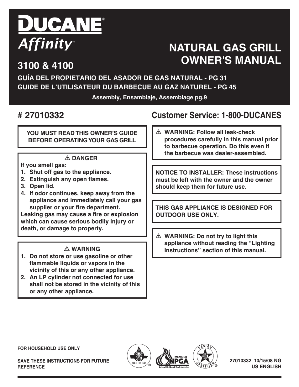 Ducane AFFINITY 3100 User Manual | 60 pages