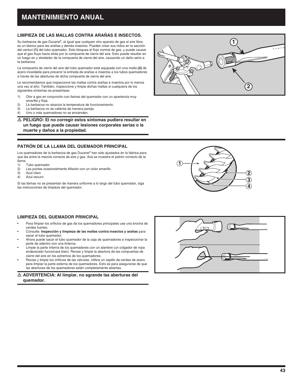 Mantenimiento anual | Ducane AFFINITY 3100 User Manual | Page 43 / 60