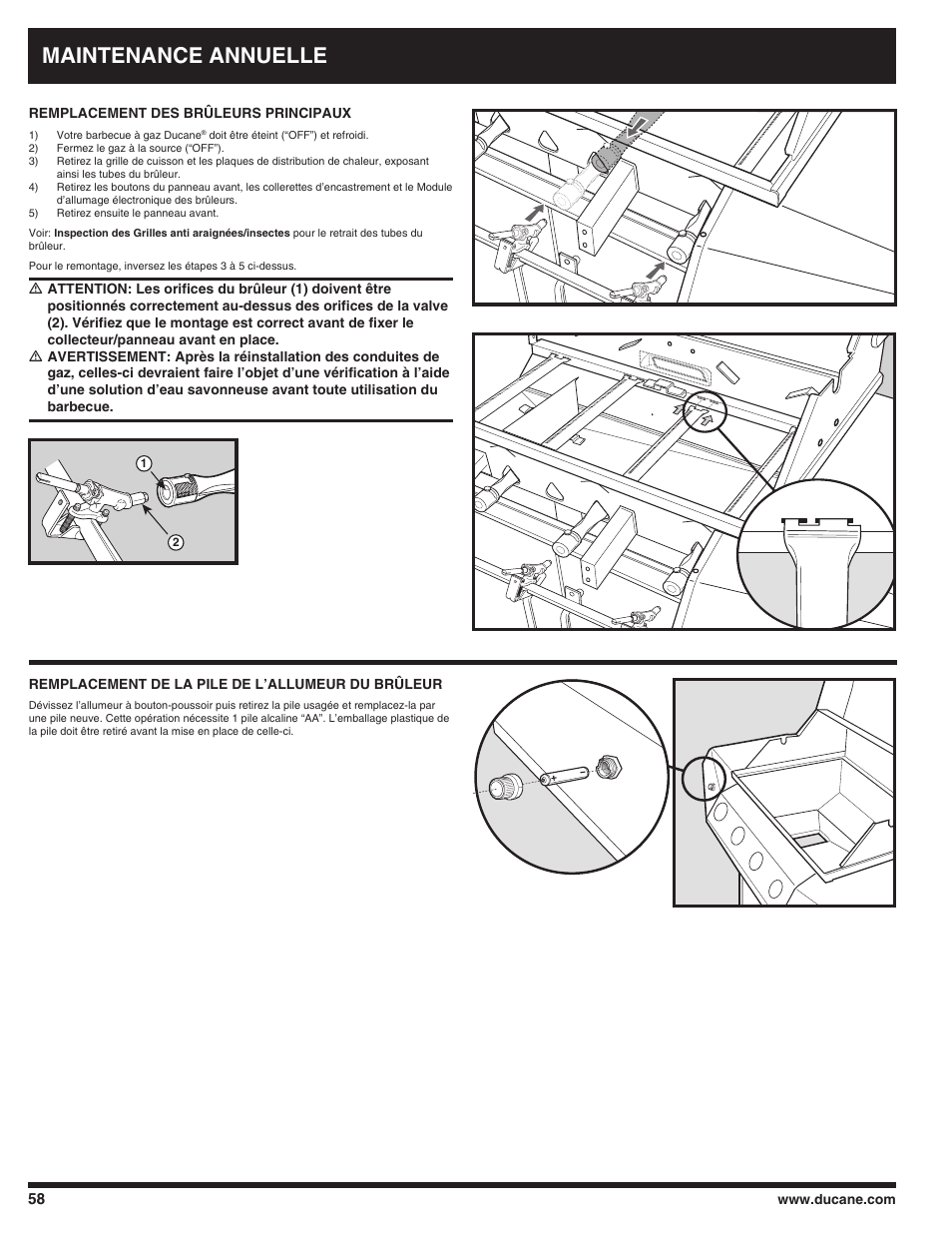 Maintenance annuelle | Ducane AFFINITY 3100 User Manual | Page 58 / 60