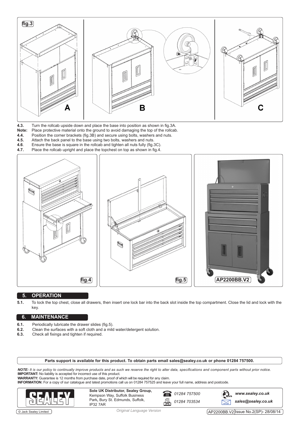 Maintenance 5. operation | Sealey AP2200BB User Manual | Page 2 / 2