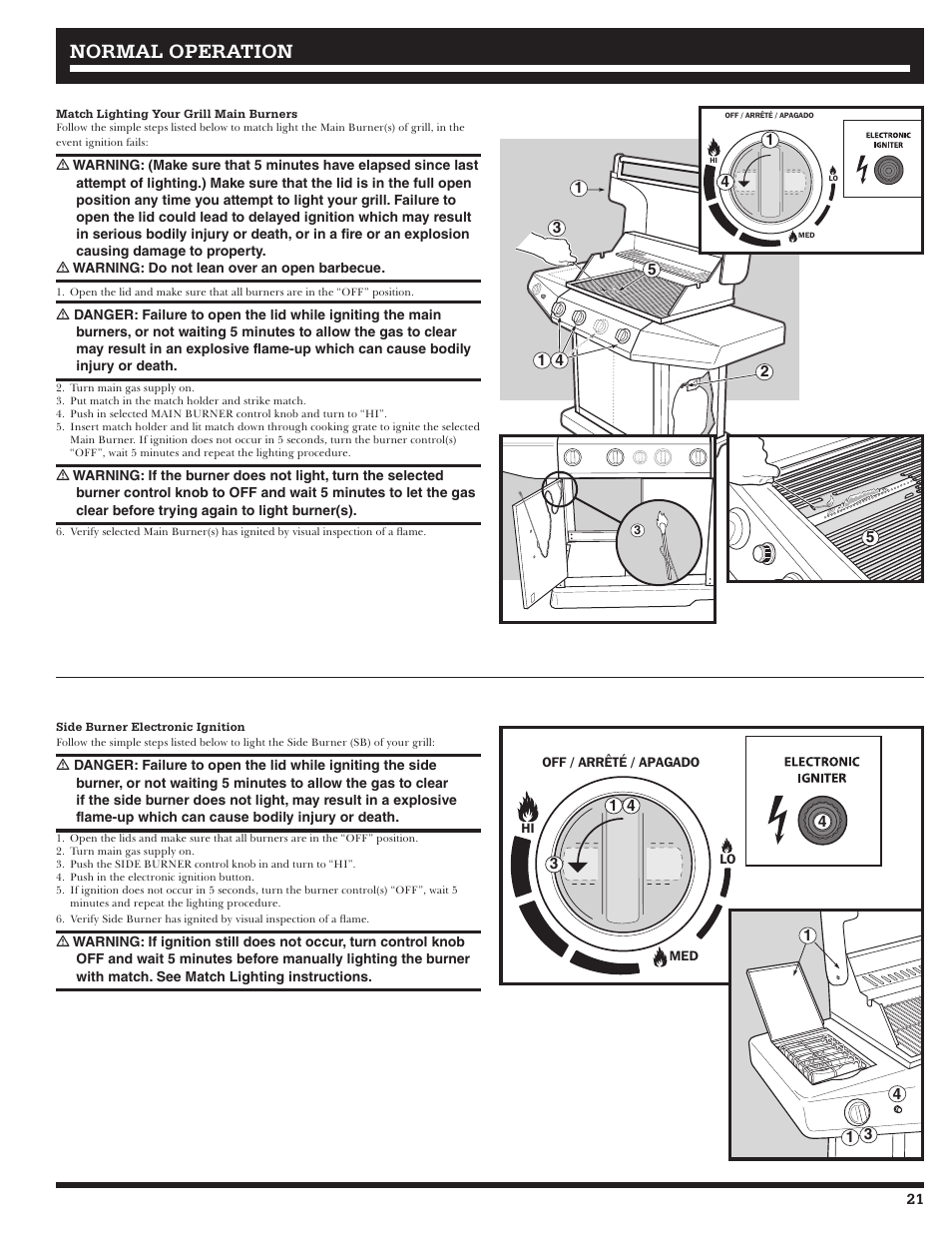 Normal operation | Ducane Affinity LP Gass Grill 31-3200 User Manual | Page 21 / 60